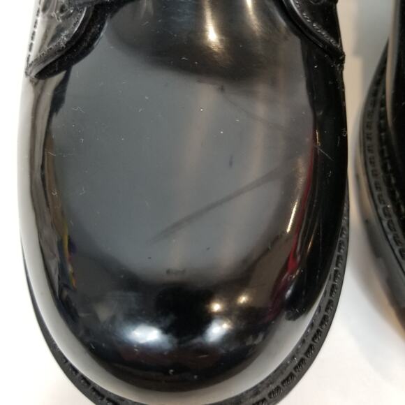 Circus by Sam Edelman Women's Black Lace Up Lug Sole Shiny Rubber Rain Boots 9 - Picture 4 of 11